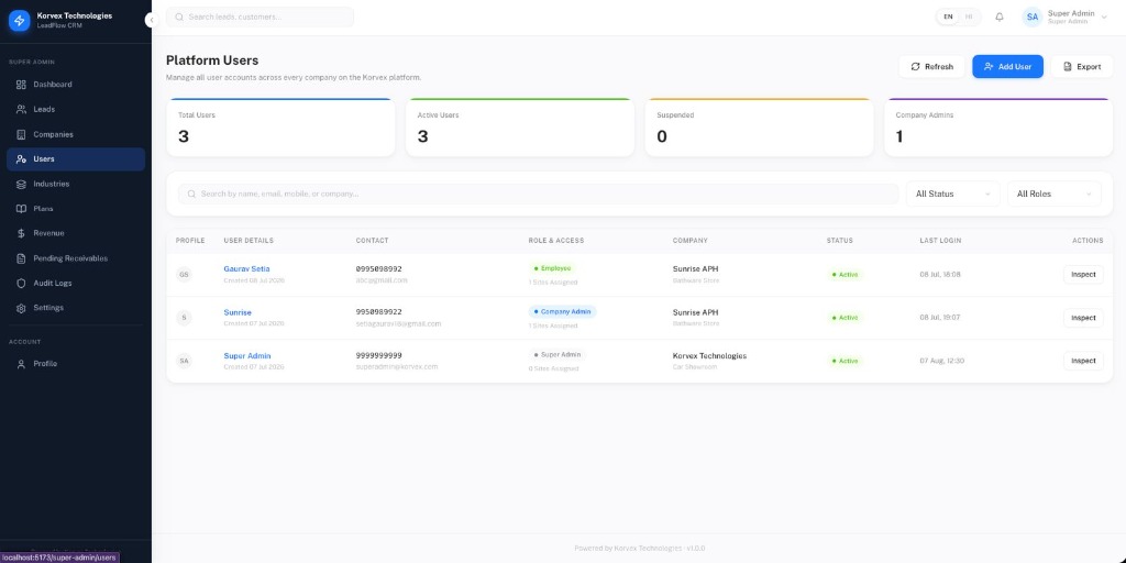 Korvex CRM screenshot 4